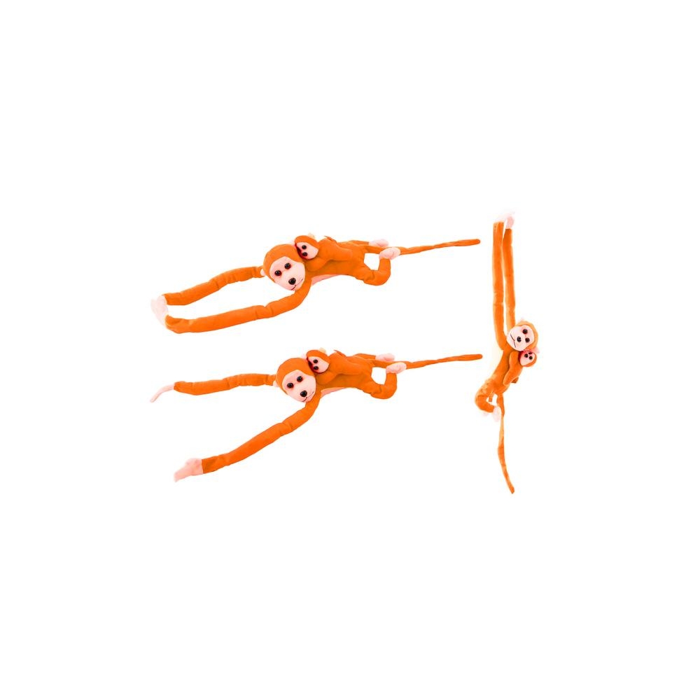 Pliušinė beždžionė su kūdikiu, oranžinė 90 cm