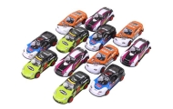 Sportinių automobilių rinkinys 1:55 su frikcine pavara, 12 spalvotų detalių