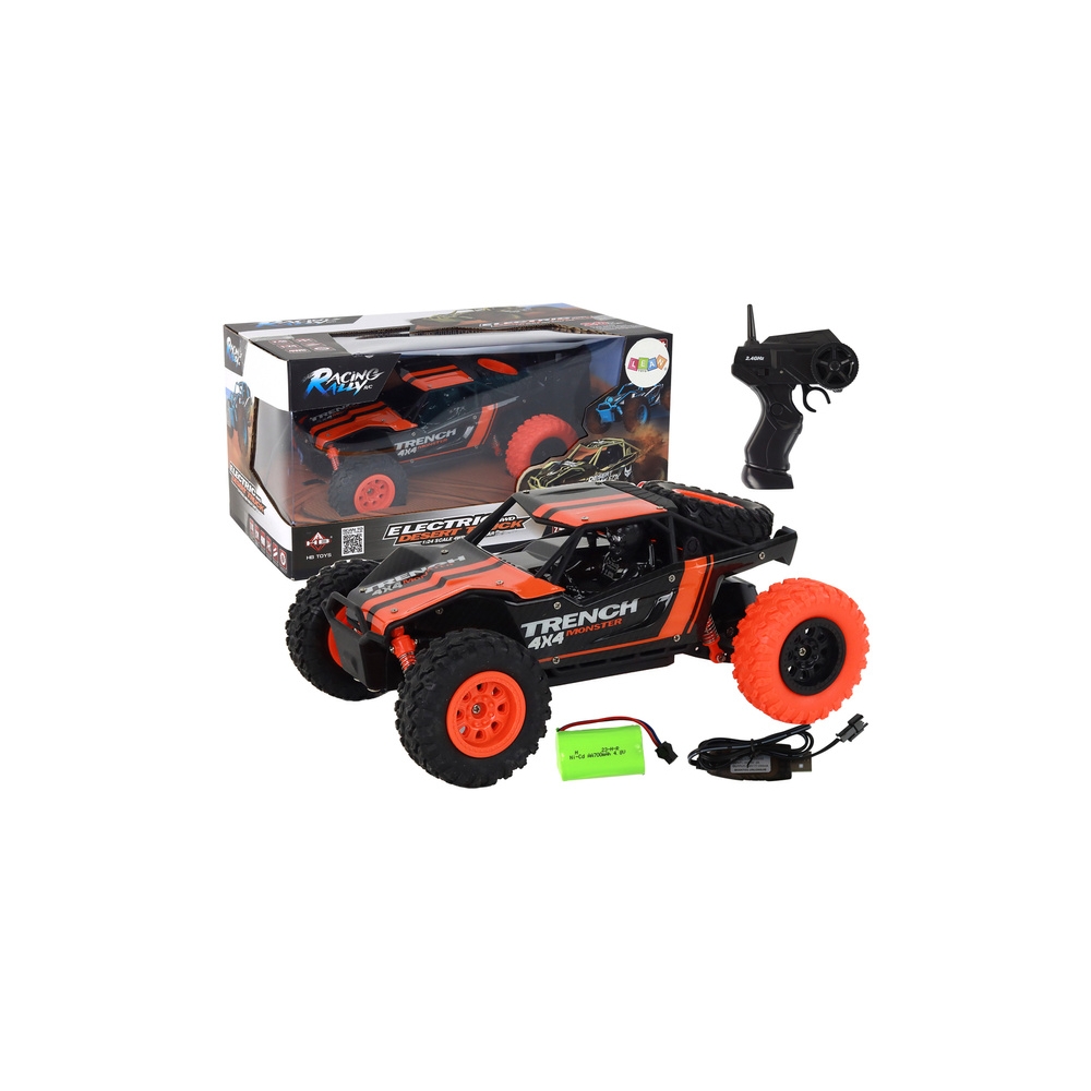 Nuotoliniu būdu valdomas R/C visureigis 1:24 oranžinės spalvos