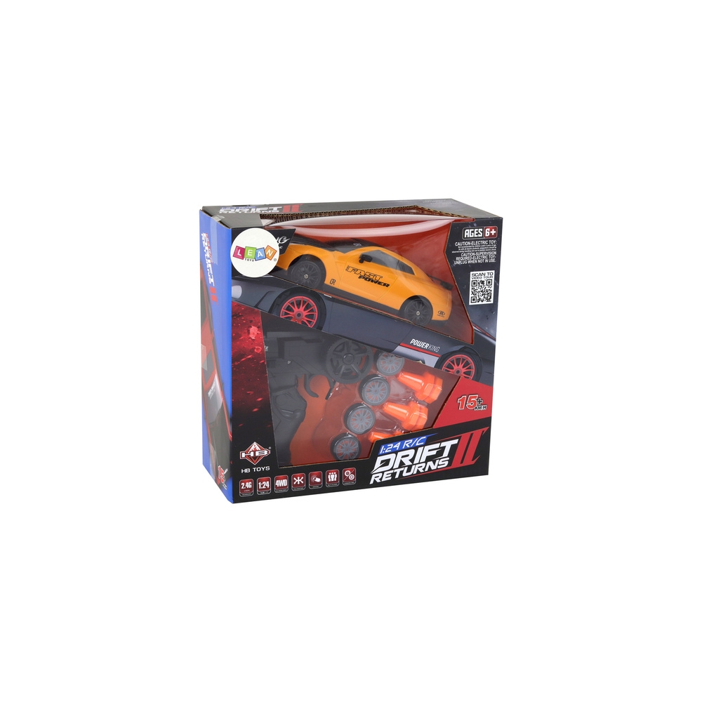 Nuotoliniu būdu valdomas R/C sportinis automobilis 1:24 Geltonos spalvos keičiamais ratais