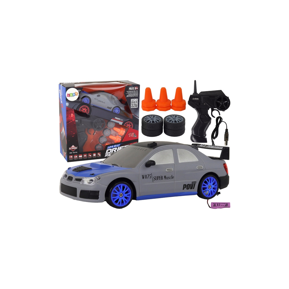 Nuotoliniu būdu valdomas R/C sportinis automobilis 1:24 Pilka spalva Keičiami ratai