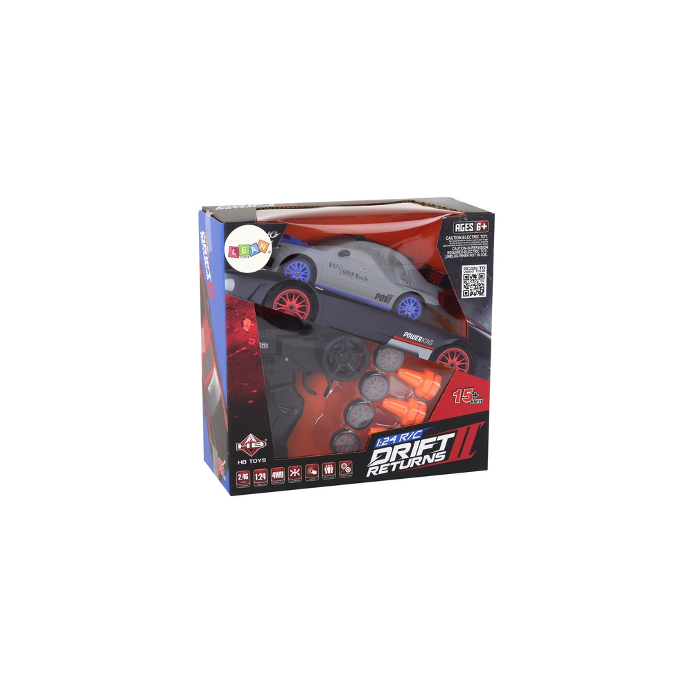 Nuotoliniu būdu valdomas R/C sportinis automobilis 1:24 Pilka spalva Keičiami ratai