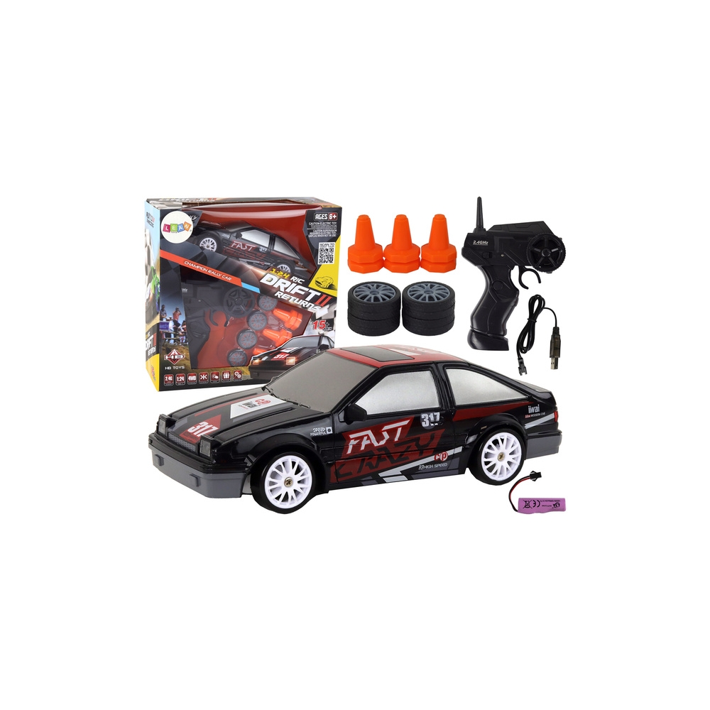 Nuotoliniu būdu valdomas R/C sportinis automobilis 1:24 Juodi keičiami ratai