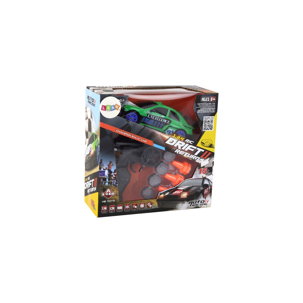 Nuotoliniu būdu valdomas R/C sportinis automobilis 1:24 Žali keičiami ratai