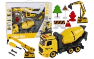 Construction Vehicles Sound Light 1:12 DIY Concrete Mixer Crane Excavator