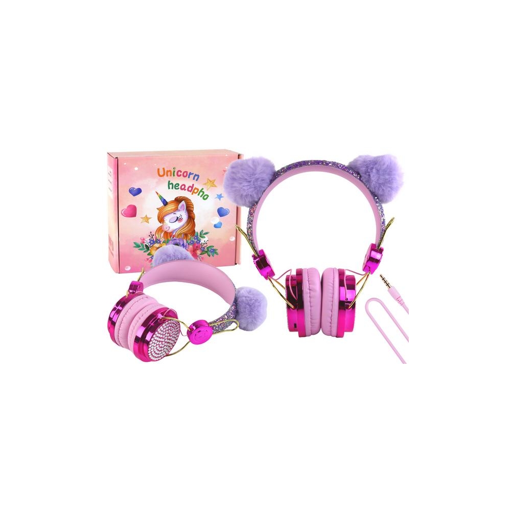Laidinės ausinės "Pink Ears", reguliuojamas mikrofonas