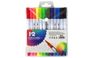 Set of 12 double-sided markers in different colors in an organizer