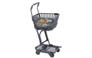 Set Doll In Supermarket Shelves Shopping Cart Food Products