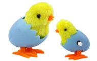 Jumping Chicken In Egg Shell Wind Up Plush Yellow