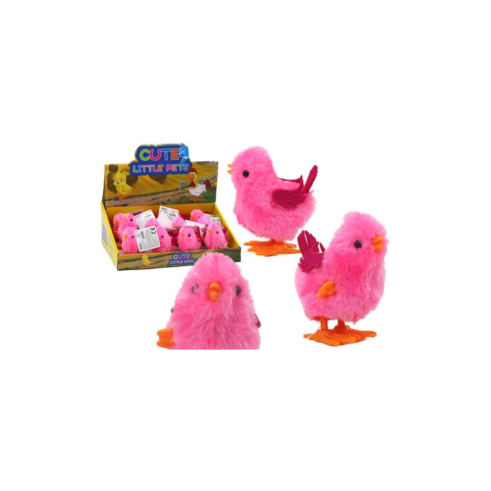 Šokinėjantis viščiukas "Jumping Chicken Toy Wind-Up" rožinis