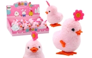 Pink Jumping Hen Wind-up Hen With Flower