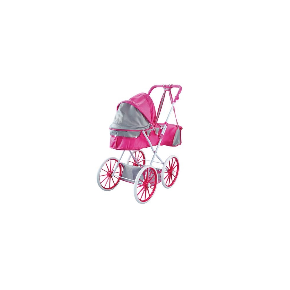 Doll Stroller Metal Bag Big Wheels Pink