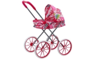 Doll Stroller Large Wheels Foldable Pink Patterns