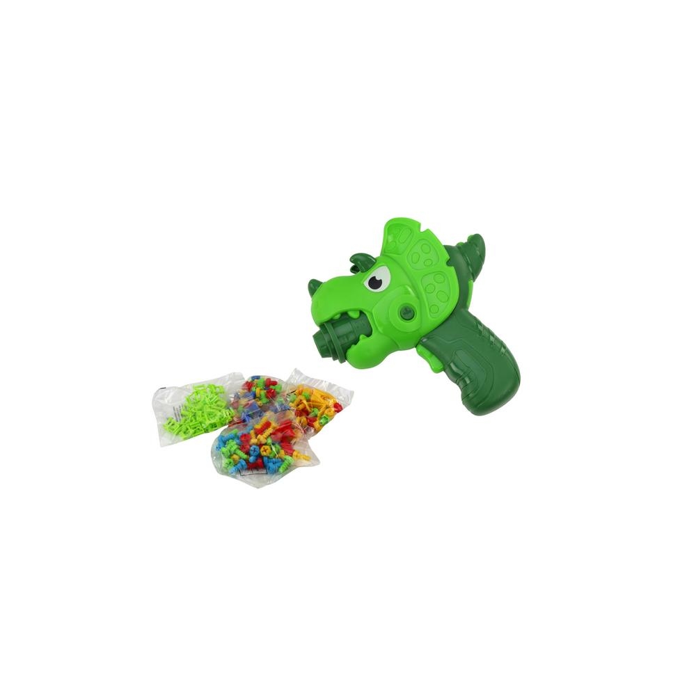 Table Suitcase DIY Set Puzzle Blocks Dinosaur Screwdriver 249 pieces.