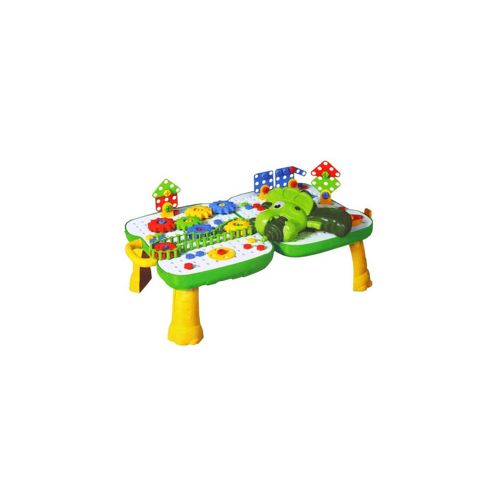 Table Suitcase DIY Set Puzzle Blocks Dinosaur Screwdriver 249 pieces.