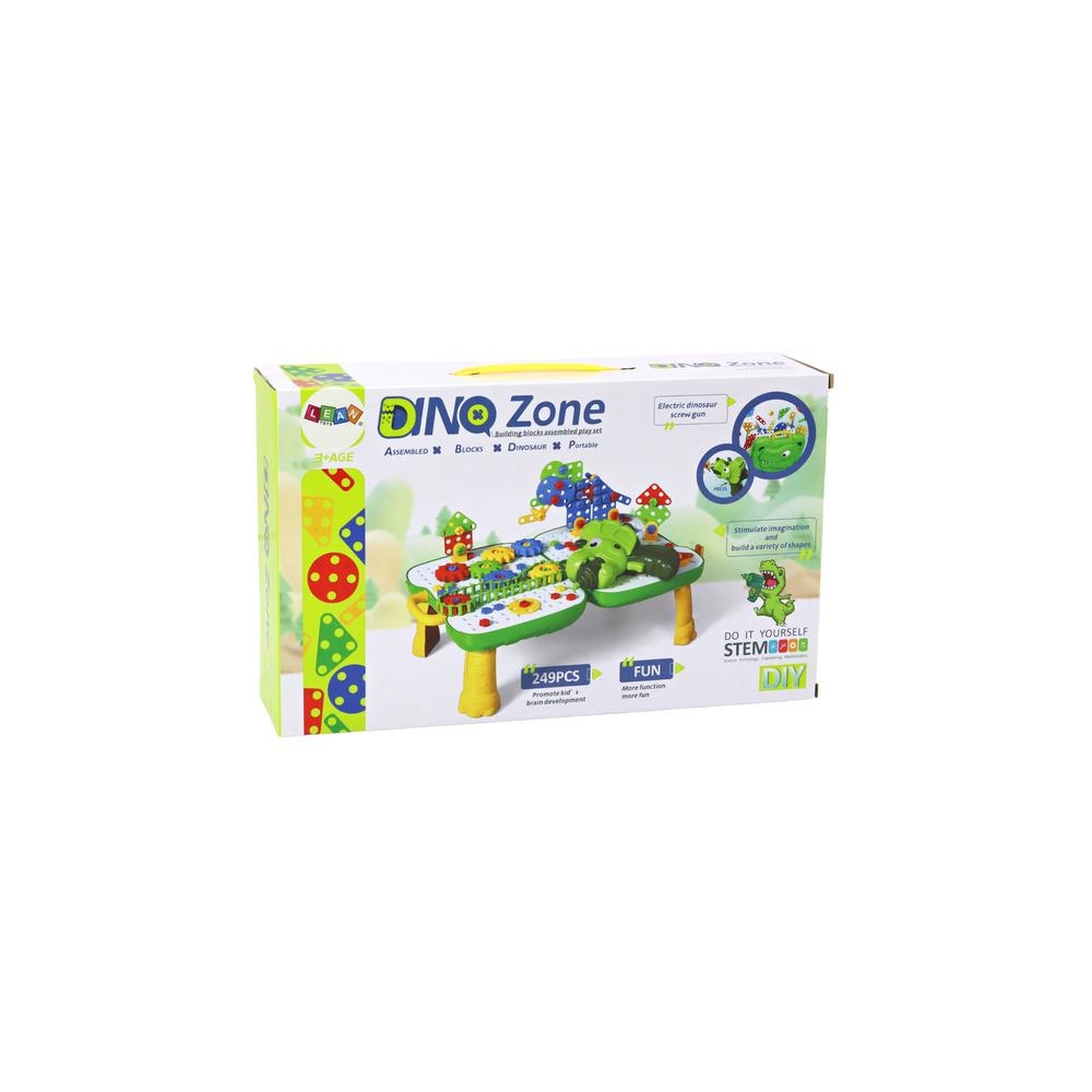 Table Suitcase DIY Set Puzzle Blocks Dinosaur Screwdriver 249 pieces.