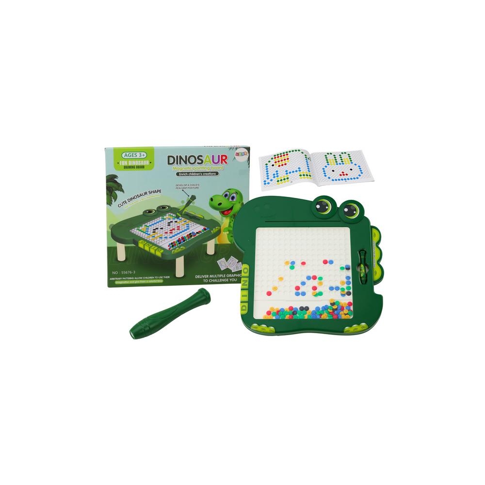 Tablica Magnetyczna Edukacyjna Dinozaur Pad Układanka Zielona Koraliki