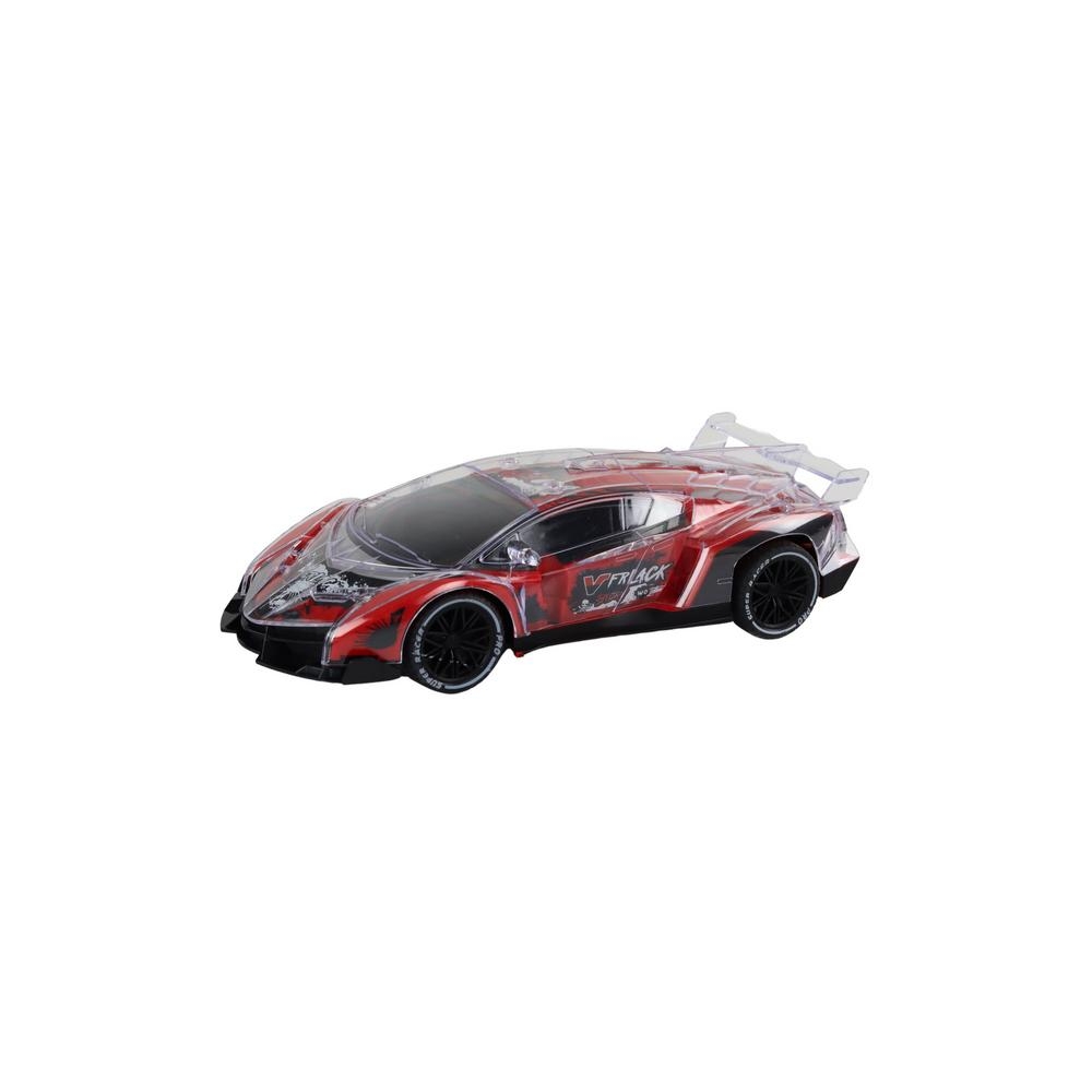 Nuotoliniu būdu valdomas 1:16 mastelio RC sportinis automobilis su raudonais žibintais