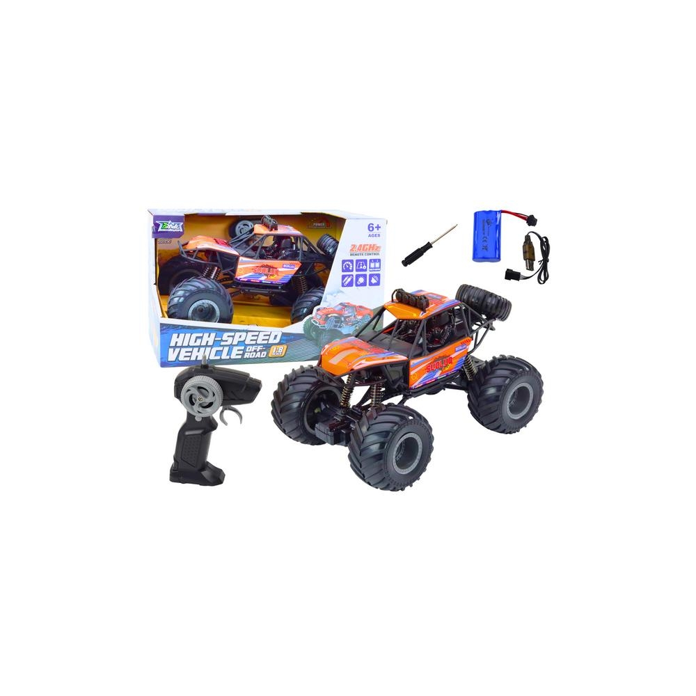 Nuotoliniu būdu valdomas 1:8 visureigis su amortizatoriais, oranžinis-Žaislai, Auto ir transporto žaislai, Valdomos radijo bango