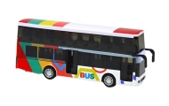 Dviejų aukštų autobusas su metaline pavara, spalvotomis šviesomis, garsais