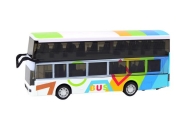 Dviejų aukštų autobusas su metaline pavara, spalvotomis šviesomis, garsais