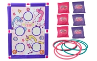 Vikrumo žaidimas Hoop Sack Toss 2in1 Unicorn lenta