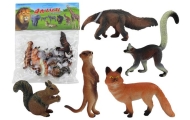 Figurki Zwierząt 5 Sztuk Wiewiórka Surykatka Mrówkojad Lis Lemur