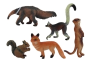 Figurki Zwierząt 5 Sztuk Wiewiórka Surykatka Mrówkojad Lis Lemur
