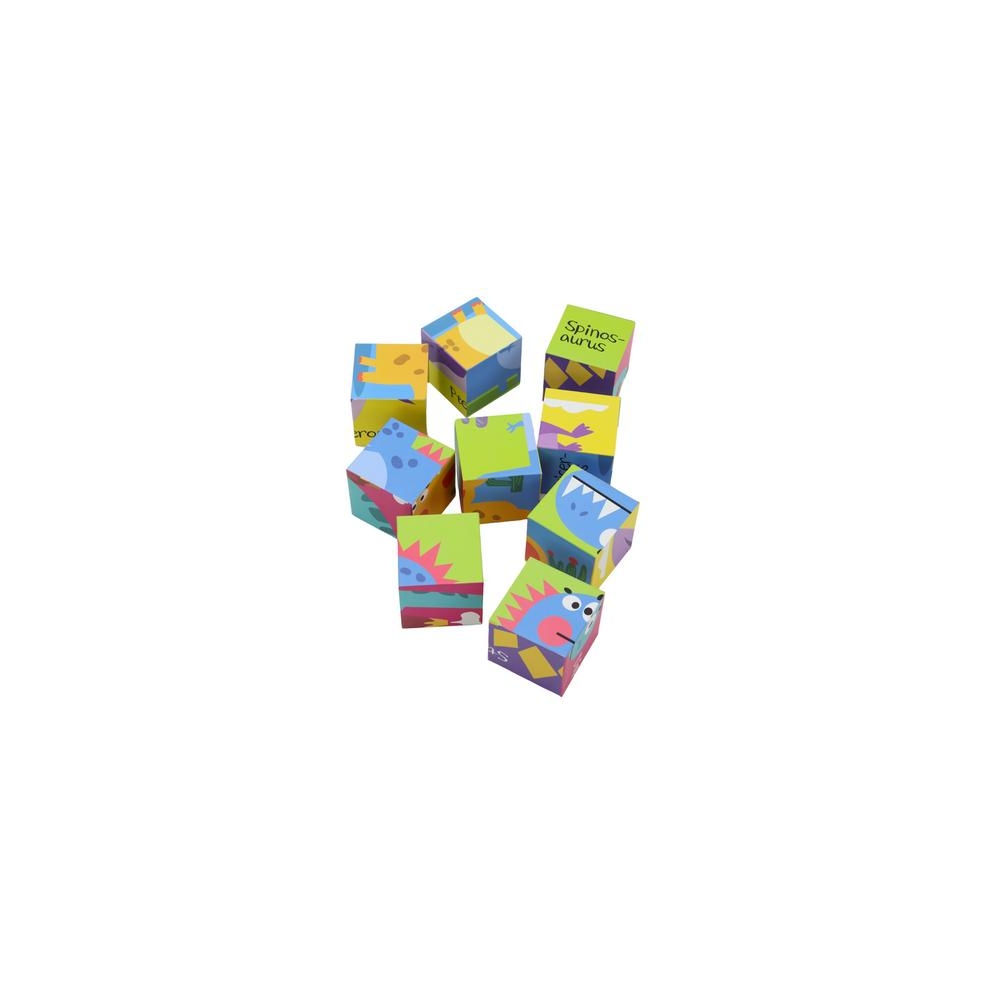 Edukacyjne Puzzle 6w1 Klocki Układanka Kostki 6 Obrazków Dinozaury 9 El.