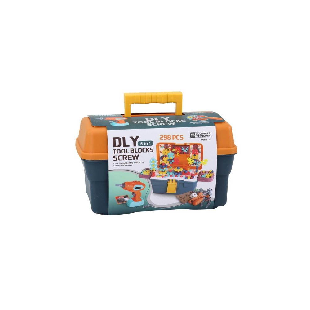 Klocki Puzzle Konstrukcyjne 3D W Skrzynce DIY Rozkręcanie Wiertarka