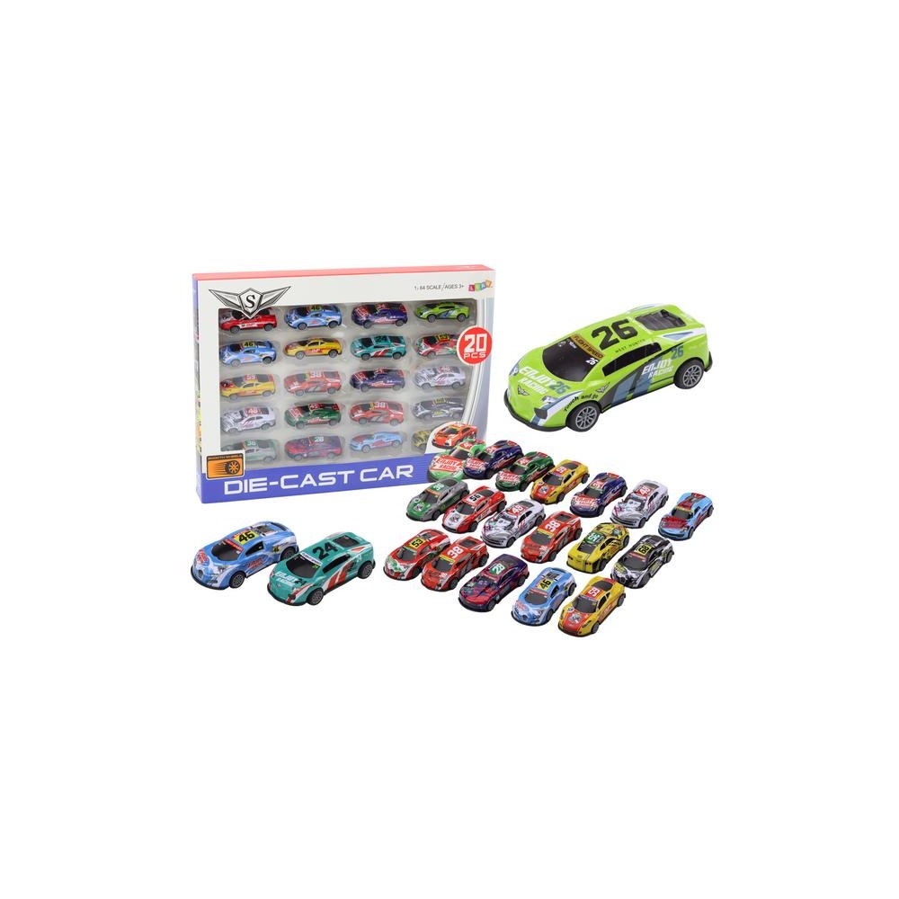 Žaislinių sportinių automobilių rinkinys 1:64, 20 dalių