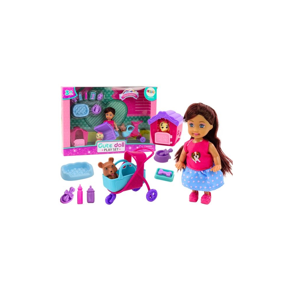 Doll With Dogs Dog Doll Kennel Accessories Pink Puppy 16 pcs.