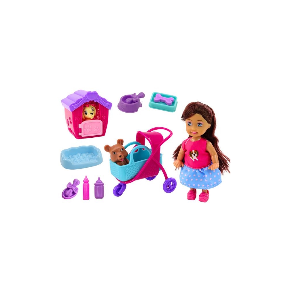 Doll With Dogs Dog Doll Kennel Accessories Pink Puppy 16 pcs.