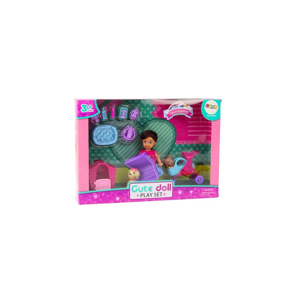 Doll With Dogs Dog Doll Kennel Accessories Pink Puppy 16 pcs.