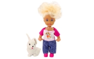 Mini Doll with Long Hair, Colorful Animal Clothes