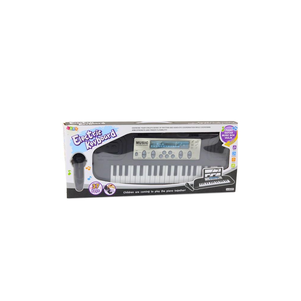 Elektrinis pianinas vaikams su stovu ir mikrofonu, juodos spalvos-Žaislai, Muzikiniai-e-vaikas