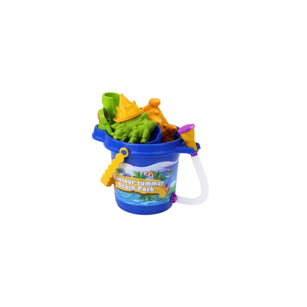 Sand Bucket Set with Shower, Spatula, Rake, Molds, Dinosaurs