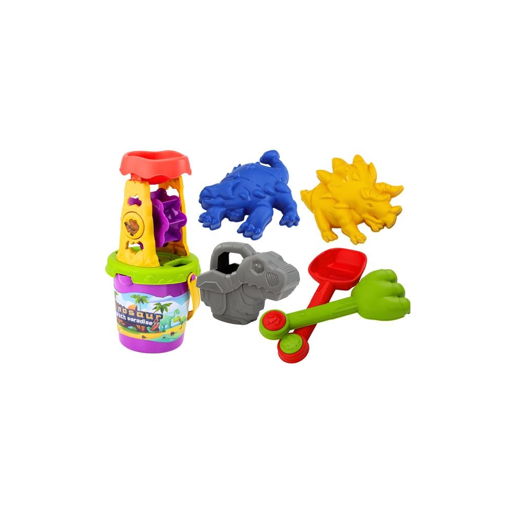 Dinosaur Sand Set, Grinder, Funnel, Spatula, Rake, Watering Can, Molds