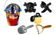 Pirate Sand Set, Bucket, Watering Can, Strainer, Set of 6 pieces.