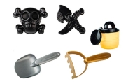 Pirate Sand Set, Bucket, Watering Can, Strainer, Set of 6 pieces.