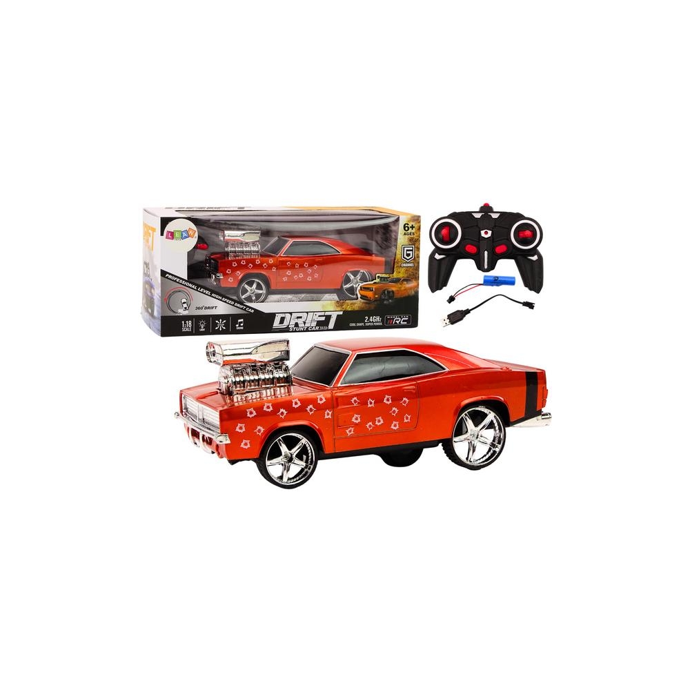 Nuotoliniu būdu valdomas 1:18 Drift 360 Lights Sounds Red-Žaislai, Auto ir transporto žaislai, Valdomos radijo bangomis-e-vaikas
