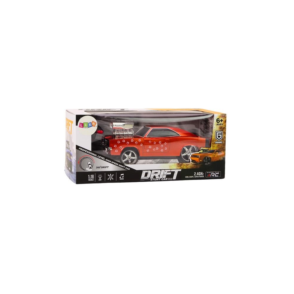 Nuotoliniu būdu valdomas 1:18 Drift 360 Lights Sounds Red-Žaislai, Auto ir transporto žaislai, Valdomos radijo bangomis-e-vaikas