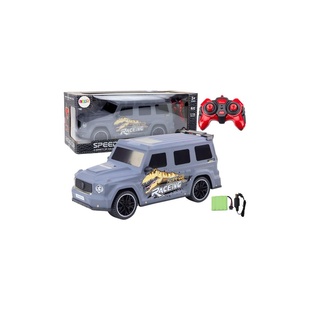 Nuotoliniu būdu valdomas RC automobilis su dinozauru 1:10, Pilkas