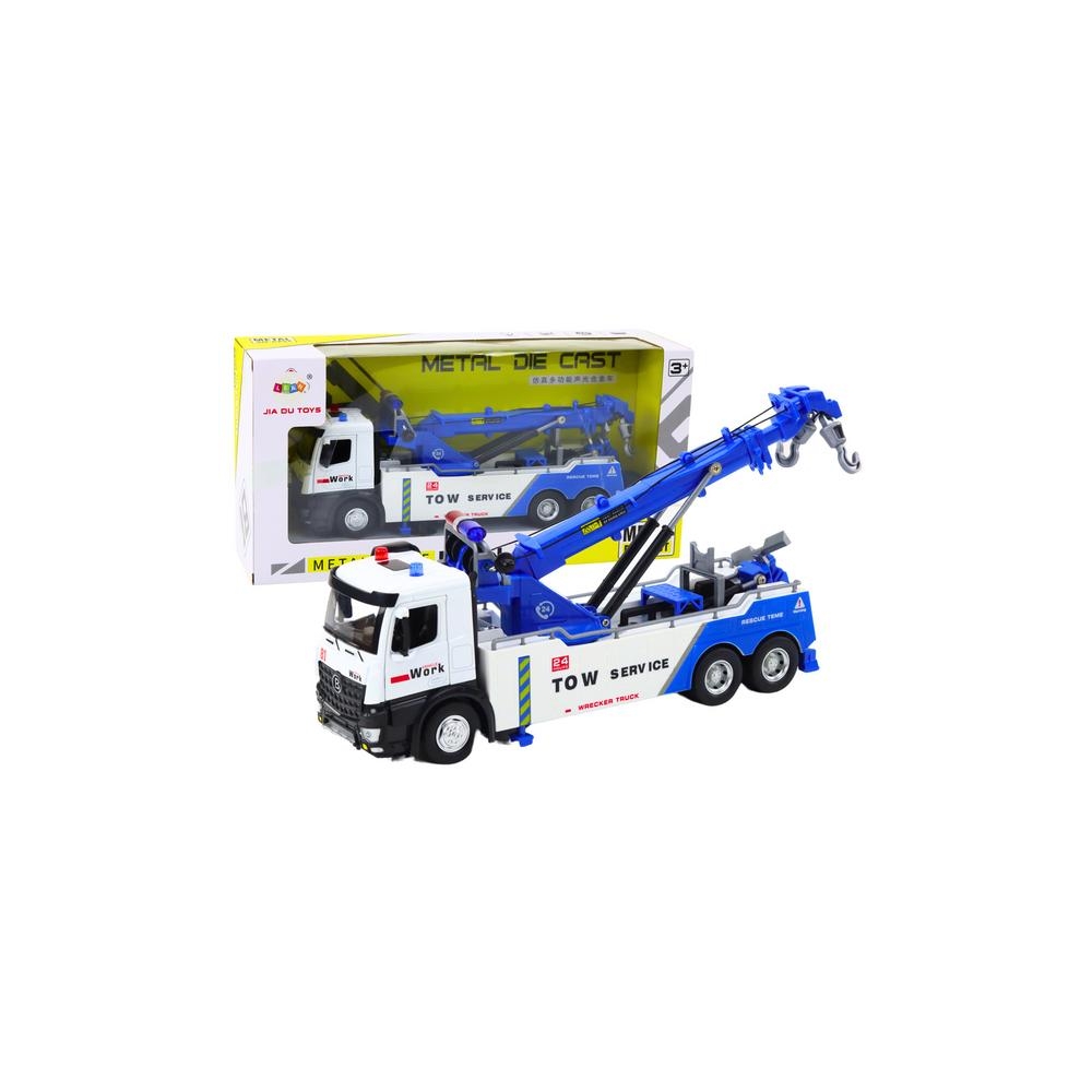 Truck With Crane Two Metal Hooks White And Blue Lights Sounds