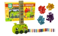 Battery-operated Green Dinosaur Car Arranging Colorful Dominoes 4 Colors of Blocks