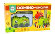 Battery-operated Green Dinosaur Car Arranging Colorful Dominoes 4 Colors of Blocks