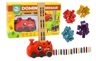 Raudonasis dinozauras Akumuliatorinis krovimo automobilis 4 spalvoti domino kauliukai