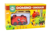 Autko Czerwony Dinozaur na Baterie Układające Kolorowe Domino 4 Kolory Klocków