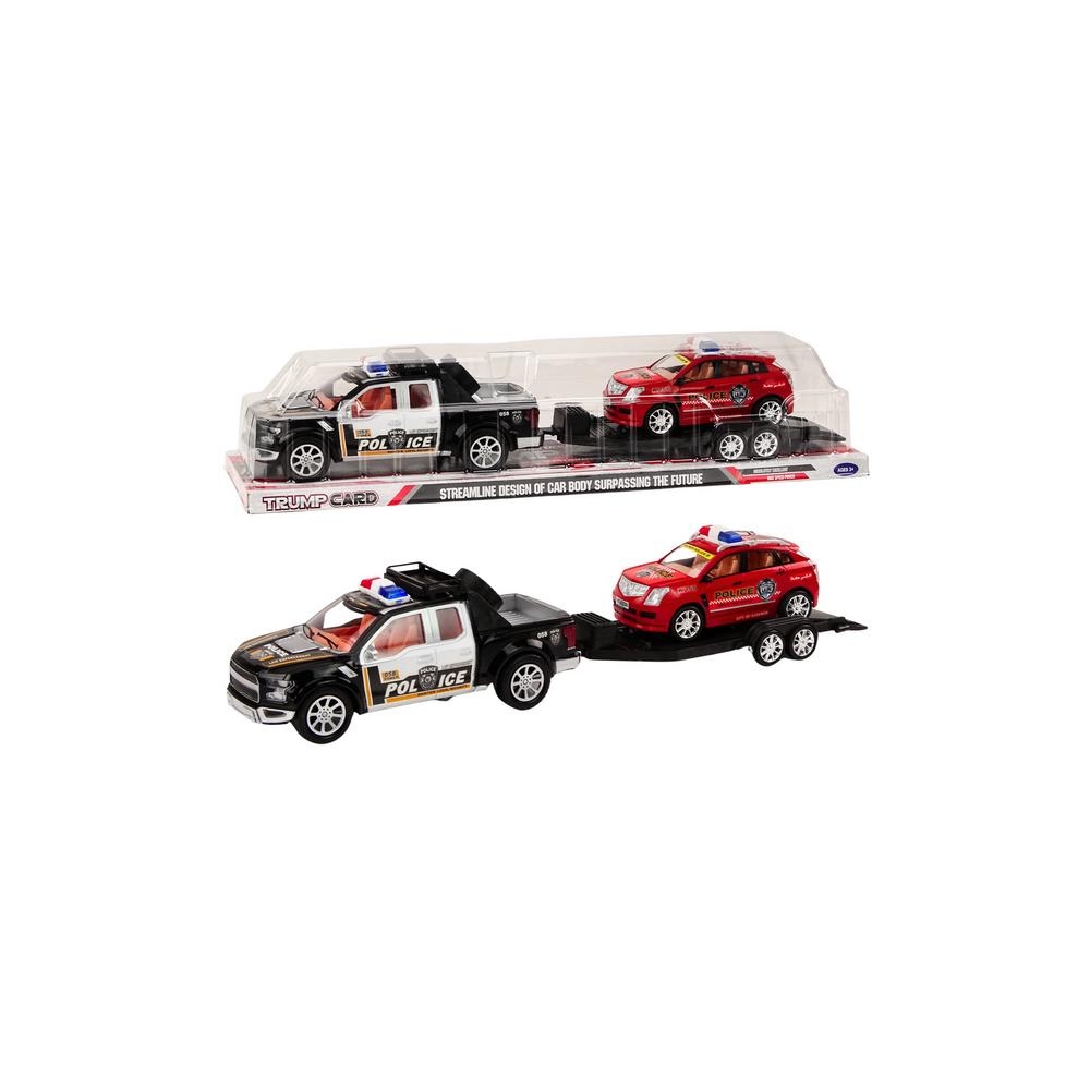 Police Set Car Pickup Off-Road Tow Truck Trailer Police