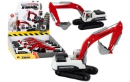 Crawler Excavator White and Red Metal Bucket